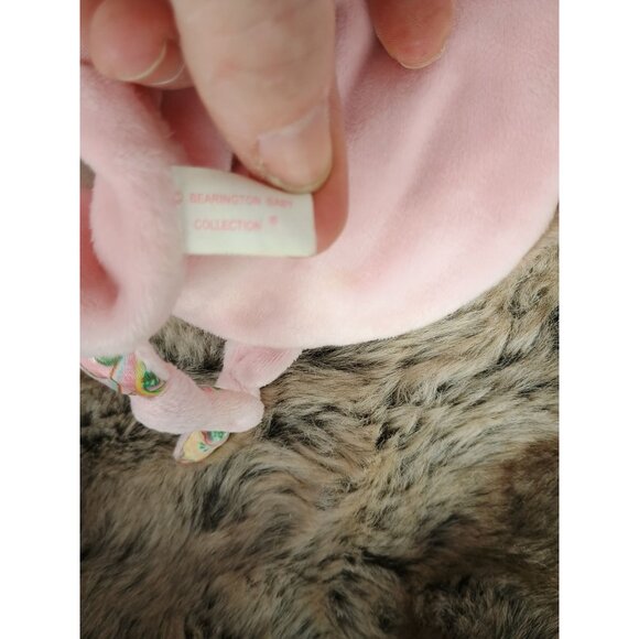 Bearington Wee Lil' Hoots Baby Pink Owl Lovey Yellow Round Knotted Plush 10in - Picture 7 of 7